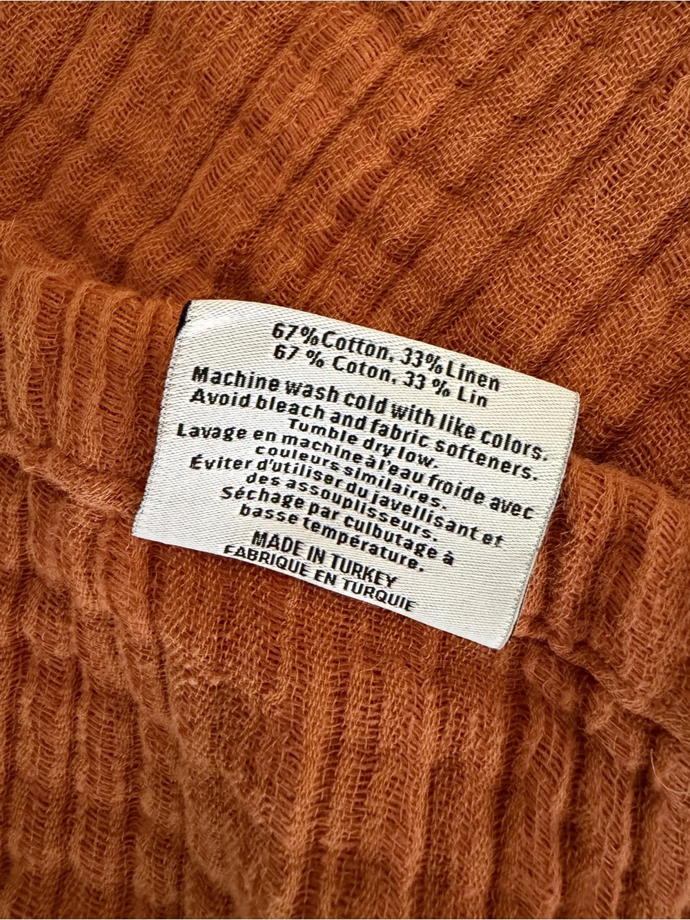 Parachute Oversized Cloud Linen Gauze Throw - Terra Cotta Orange - Picture 4 of 4